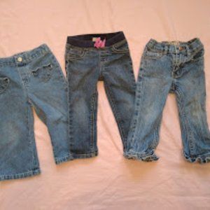 Lot of 3 Toddler Girls' Jeans, Size 18 Months